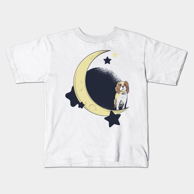 dog on the moon Kids T-Shirt by Midoart